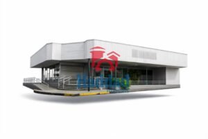 Edifício moderno flutuante minimalista